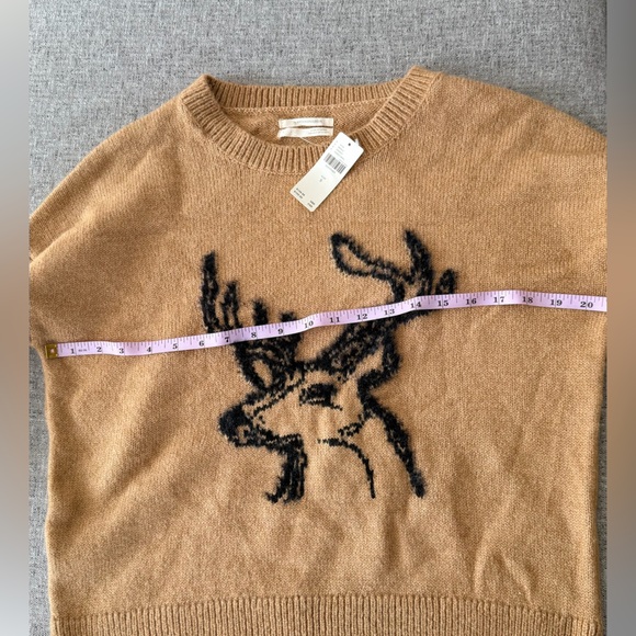 Anthropologie Oh Deer Sweater Reindeer Antlers Woodland Brown NWT Small - Picture 3 of 7